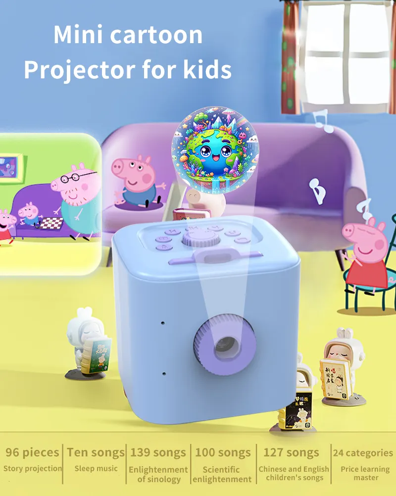 Contenido personalizado niños hora de dormir aprendizaje proyector luz nocturna libro de cuentos con audio