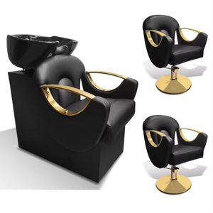 Fauteuil de Barbier Doré Populaire à Position Unique avec Unité de Lavage – Fauteuil de Shampoing pour Grossiste/Distributeur à Vendre - Product Image 1