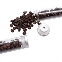 Tubes de stockage en verre pour grains de café avec valve de dégazage unidirectionnelle, couvercle en bois, ensemble de cellules de dosage hermétiques pour expresso, vente en gros personnalisée