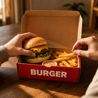 Boîte à emporter personnalisée avec logo, écologique, jetable, pour fast-food, hamburgers, poulet frit, frites