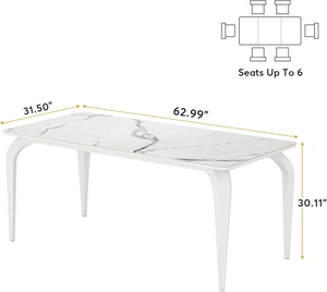 Tribesigns Luxe Moderne 63 \ "Marmeren Gesinterde Stenen Eettafel Keukentafel Met Houten Paneel Metalen Poten Eetkamer Meubels - Product Image 6