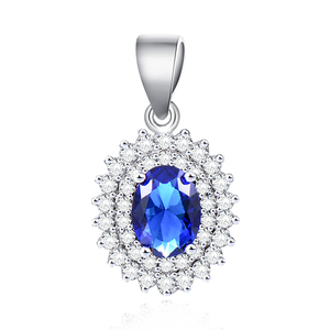 Set di gioielli in argento Sterling 925 brillante di moda Set di gioielli per ragazza adorabile con zaffiro blu ovale placcato in rodio di cristallo Aaa - Product Image 4