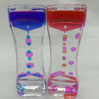 Minuteur à mouvement de gouttes liquides en acrylique bicolore vif, teinte personnalisable, avec bulles d'huile, jouet sensoriel visuel relaxant anti-stress