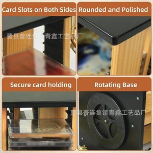 Organizador de CD de madera maciza, estante giratorio de madera para almacenamiento de DVD, con acceso de 4 lados para CD y discos - Product Image 2