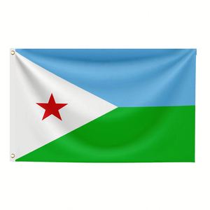 Bandera de Djibouti 3x5 pies |   Lona de Poliéster Impresa Digitalmente, Colores Vivos, Resistente a la Decoloración, Doble Costura, Ojales de Latón, para Interiores y Exteriores - Product Image 1