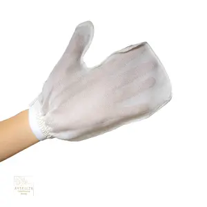 Ayseliza畅销书开放定制私人标签定制标志网缎包带拇指设计的丝绸去角质手套