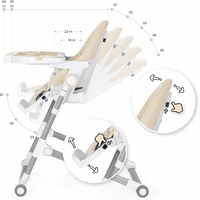 Chaise haute bébé pliable portable, design OEM/ODM, siège rembourré élégant et confortable, facile à nettoyer, homologuée EN14988, pour usage en cuisine.