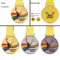 Medalla de Baloncesto Personalizada de Aleación de Zinc, Serie de Competición Infantil con Recubrimiento de Lámina Dorada Grabada y Logotipo Personalizado