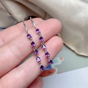 <span class=keywords><strong>Orecchini</strong></span> a Goccia in <span class=keywords><strong>Argento</strong></span> Sterling 925 Placcati in Oro con <span class=keywords><strong>Ametista</strong></span> Naturale Viola, di Tendenza e a Buon Prezzo, per Feste o Regalo - Product Image 3