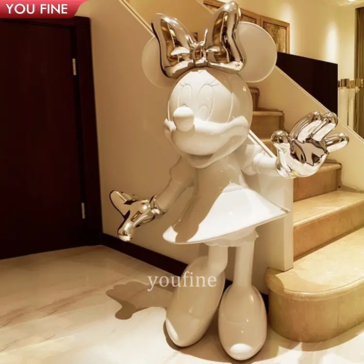 Modern Shiny Metal Stainless Steel Cartoon Characters Sculpture