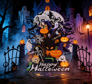 Tarjeta de Feliz Halloween - Tarjetas y Sobres 3D con Castillo Espeluznante, Tarjetas de Regalo con Calabazas Horribles - Product Image 1
