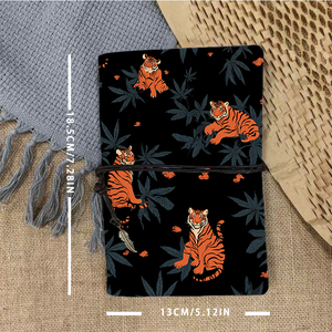 Vintage A6 taccuino fatto a mano pagine sostituibili perfetto regalo di giorno dell'insegnante per educatori con foglie di tigri e piccole forme - Product Image 4