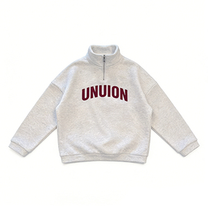 سترة ثقيلة بياقة قائمة بسحاب مطبوع حسب الطلب مع ياقة مطوية للأسفل طباعة منقوشة وتقنيات مطرزة - Product Image 2