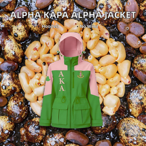 Chaqueta Varsity con Capucha de Alta Calidad para Mujer, Marca Alpha Kapa Alpha Sorority, Tejido Impermeable para Otoño e Invierno - Product Image 2