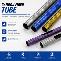 Tube en fibre de carbone biaxiale iridescent et caleidoscopique, sans déformation, finition impeccable, léger, module élevé 230 GPa