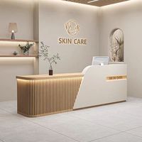 YS-0638 Bureau d'accueil d'angle en L personnalisable, style chinois moderne, pour hôtels, salons de beauté, magasins de vêtements