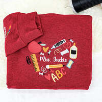 Personnalisé Brodé 3D Formel 90s Vibe Professeur Sweat Personnalisé Cadeau Avant Badge Décoration Automne/Hiver Garderie