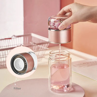 A mazon Achat en ligne Produit le plus vendu LOGO personnalisé Verre à double paroi Séparation du thé et de l'eau Bouteille à thé en verre