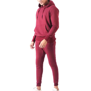 Custom <b>Mens</b> <b>Slim</b> <b>Fit</b> Fleece Maroon Hoodie Tracksuit Set Blank Pullover Hooded Sweatshirt and <b>Jogger</b> Pants Two Piece Sweatsuit - Product Image 1
