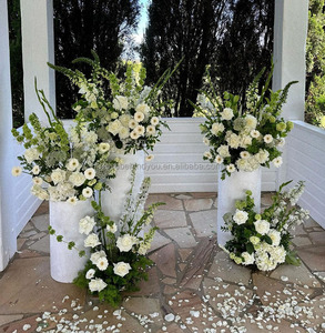 Centrotavola Floreale per Matrimoni, Decorazione con Rose Artificiali Bianche e Fiori di Gypsophila, Vendita all'Ingrosso - Product Image 2