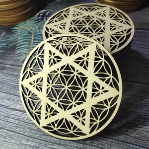 Custom Wall Decoration Mandala Sacred Geometry Crystal Lattice Wood Laser Cutting Factory Laser Cutting Services