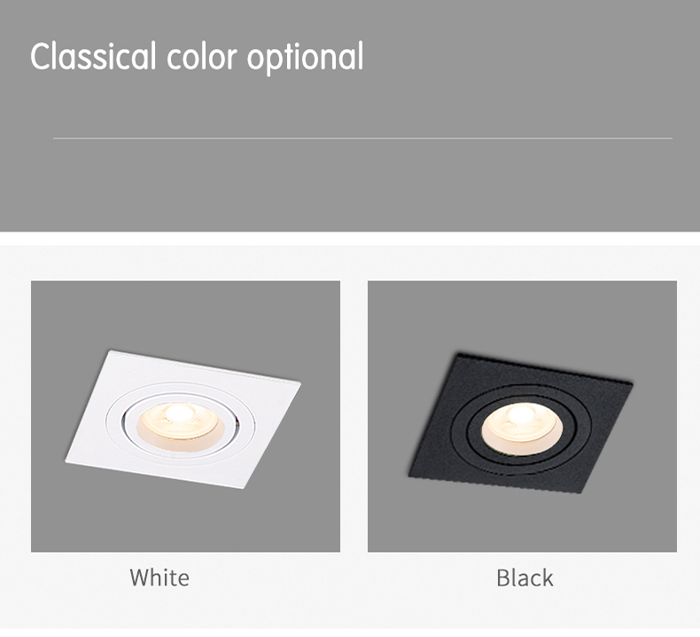 Office Downlight Square Recessed White Die-cast Aluminium Adjustable Gu10