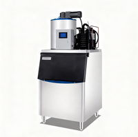 Machine à glace en flocons commerciale 500 kg en acier inoxydable, équipement industriel, refroidissement eau/air, contrôle intelligent LCD pour la restauration