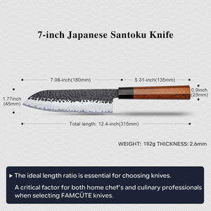 Cuchillo Santoku de 7 pulgadas, forjado a mano, 9CR18MOV, acero con alto contenido de carbono, cuchillo de cocina japonés profesional ultraafilado para sushi - Product Image 2