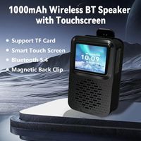 Speaker Ponsel Mini Portabel Nirkabel Layar Sentuh Pintar dengan Klip Belakang Magnetik, Slot Kartu TF, Pengisian Daya Terbalik, dan Jam Alarm