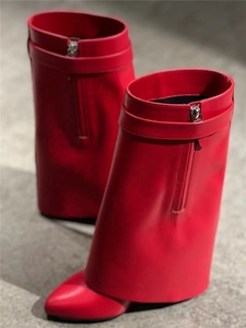 ZHEZHE 2023 Fashion Design punta tonda tacco alto scarpe con zeppa moda Shark Lock stivali Plus Size stivaletto da <span class=keywords><strong>donna</strong></span> Street Wear - Product Image 5