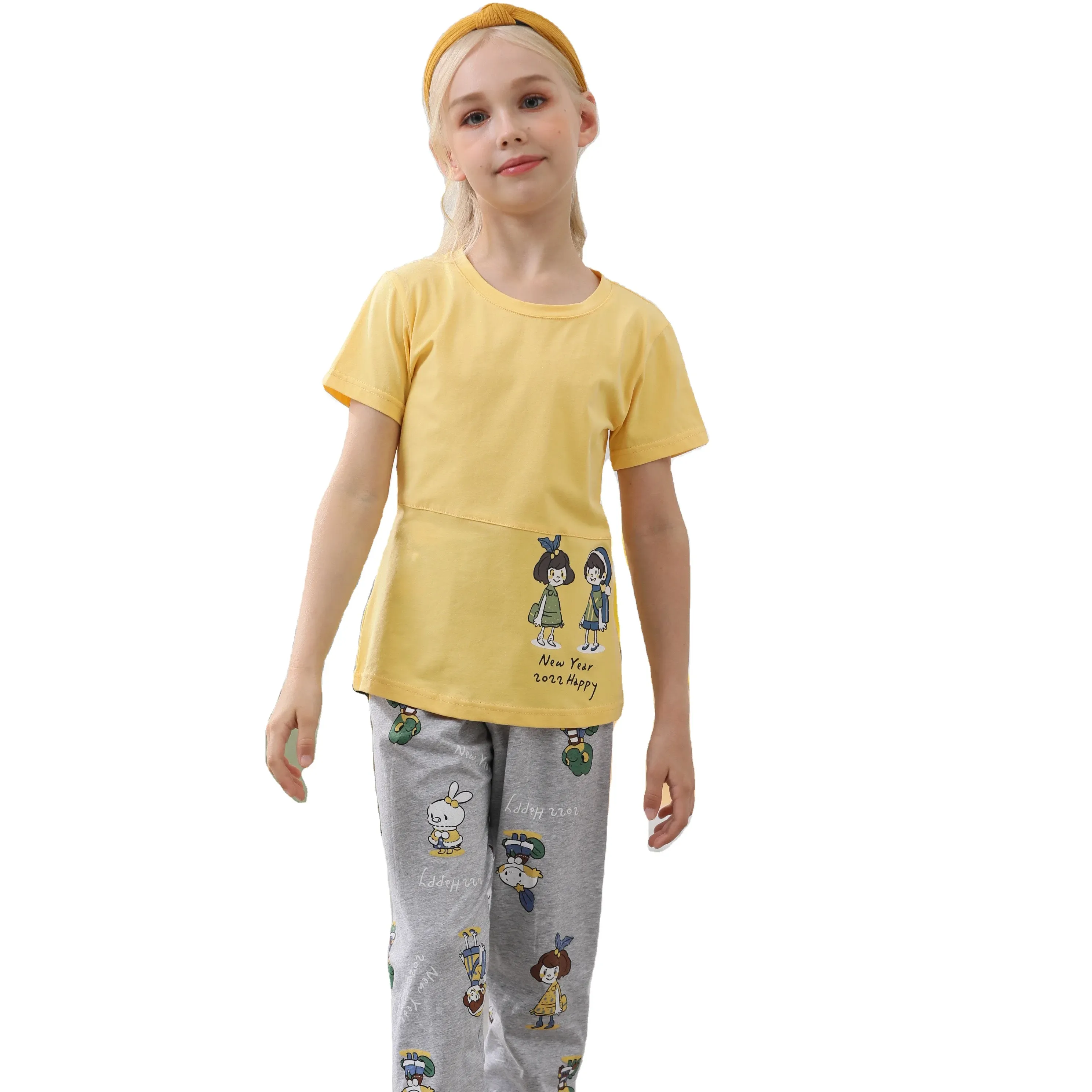 Frühjahr Sommer Kinderkarikatur 2-teiliges Pyjama-Set Heimkleidung Jungen Mädchen niedliche Nachtwäsche Kinder Baumwoll-Pyjamas