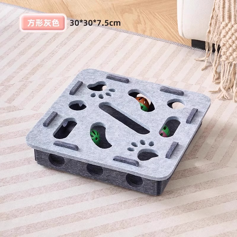 [Square Gray] Puzzle Cat Maze with Ball Retrieving Game