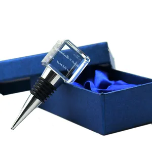 Bouchons de vin en verre cristal de haute qualité Bouchons de vin personnalisés Bouchons de bouteille en cube pour les souvenirs d'affaires - Product Image 1