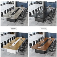 HYZ-280X Table de conférence moderne en bambou simple, personnalisable, avec boîte à câbles et surface antidérapante