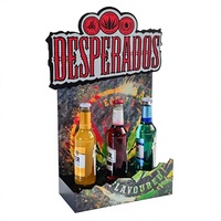 Présentoir de comptoir en acrylique imprimé pour bouteilles d'alcool, bière et vin, avec en-tête, pour les points de vente en grands magasins et commerces de détail
