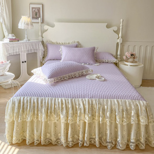 Falda de cama ajustable larga de princesa de invierno, decoración del hogar de alta calidad, faldas de cama gruesas de encaje, juego de cama con imagen - Product Image 4