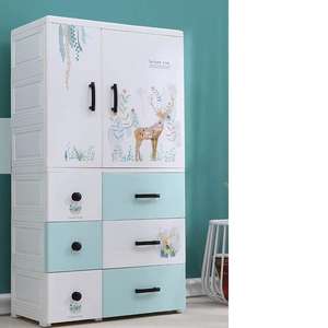 Cajas de almacenamiento de plástico de 4 capas simples y modernas, armario de almacenamiento de ropa para niños, muebles para el hogar y el dormitorio - Product Image 4