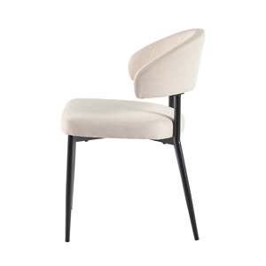 Chaises de salle à manger au design moderne, confortables, en <span class=keywords><strong>tissu</strong></span> <span class=keywords><strong>beige</strong></span>, pieds en métal <span class=keywords><strong>noir</strong></span> - Product Image 3