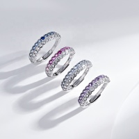 Vente en gros Bague réglable pour femme en argent sterling 925 avec pierre naturelle et zircone cubique, style 'Iced Out', pour fête et mariage
