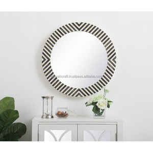 Modern Resin Inlay <b>White</b> <b>Mirror</b> Frame Round Design Eco-Friendly Customizable Size & Color High Quality Home & Office Wall Decor - Product Image 4