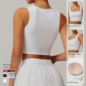 Débardeur <span class=keywords><strong>de</strong></span> sport pour femme à séchage rapide, coupe ajustée, dos élégant, avec rembourrage, pour la course, la gym et l'entraînement - Product Image 2