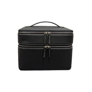 Estuche de Maquillaje de Cuero Genuino de Gran Capacidad, Duradero, con Cierre Superior, Logotipo Personalizable, Bolsa de Joyería Multifuncional para <span class=keywords><strong>Viaje</strong></span> - Product Image 5