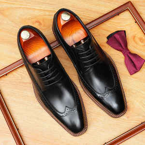 รองเท้าผู้ชายหนังแท้สไตล์อังกฤษหัวแหลม, รองเท้าทางการผ้าปักตกแต่งสีวาดมือลำลองอเนกประสงค์ - Product Image 1