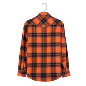 Dài tay áo Mens <span class=keywords><strong>flannel</strong></span> Áo Sơ Mi Kẻ Sọc Nút xuống áo sơ mi nam giới cho nam giới quá khổ kẻ sọc <span class=keywords><strong>flannel</strong></span> Áo sơ mi màu cam - Product Image 2