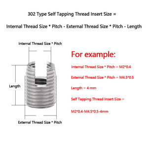 Inserto Roscado Autorroscante 302 Ranurado de Acero Inoxidable 303 Métrico M2-M12 Resistente a la Corrosión para Reparación Industrial y Automotriz <span class=keywords><strong>Ensat</strong></span> - Product Image 2