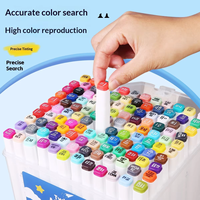 Ensemble de stylos marqueurs double pointe pour enfants, support blanc, marqueurs à double pointe, stylos d'aquarelle pour étudiants, stylos de graffiti, coffret cadeau DIY