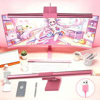 Barre lumineuse LED rose Kawaii à commande tactile, alimentée par USB, pour écran d'ordinateur, protection oculaire moderne, à suspendre pour l'agencement du bureau des filles