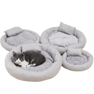 Luxuriöses, umweltfreundliches, rundes, nestförmiges, solides Plüsch-Haustierbett aus Baumwolle, weich, warm, bequem, mit Heizfunktion für Katzen - Product Image 1