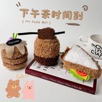 Ensemble de jouets en peluche en coton sur le thème des aliments, mignons desserts en peluche (Cupcake en velours rouge, Gâteau au chocolat, Fromage) pour la décoration