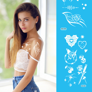 Autocollant de tatouage temporaire en dentelle blanche, motif de mariage, style henné, pour femmes et adolescentes, usage professionnel - Product Image 5